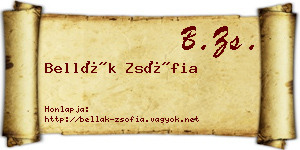 Bellák Zsófia névjegykártya